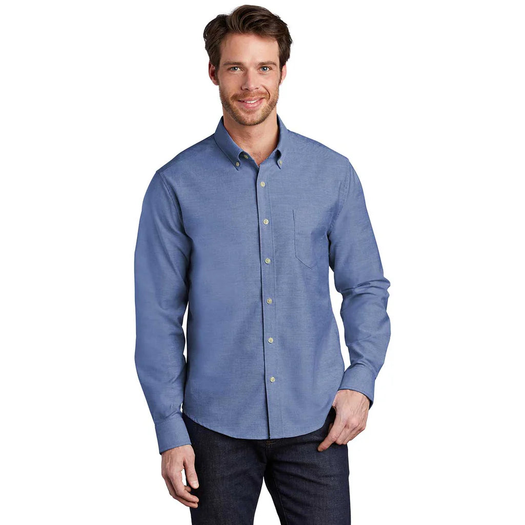 Port Authority Men's Black Untucked Fit SuperPro Oxford Shirt